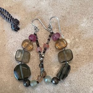 SILPADA 925 SMOKY QUARTZ & CALCEDONY EARRINGS